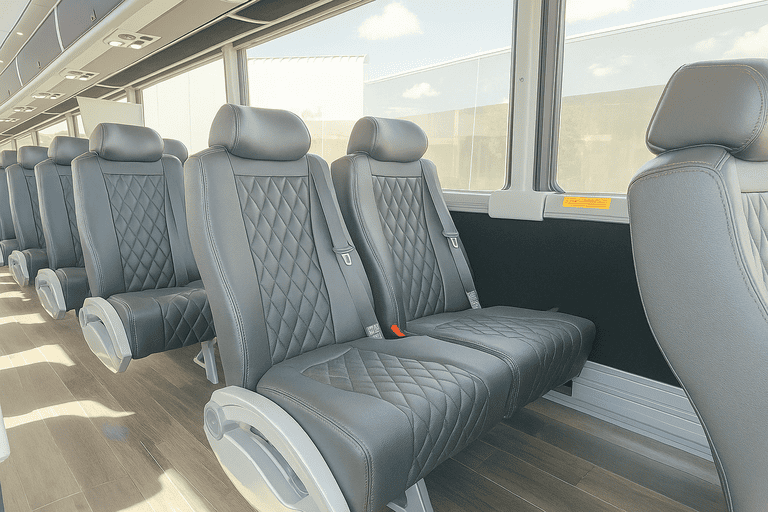 interior of Murrieta Minibus Company charter bus