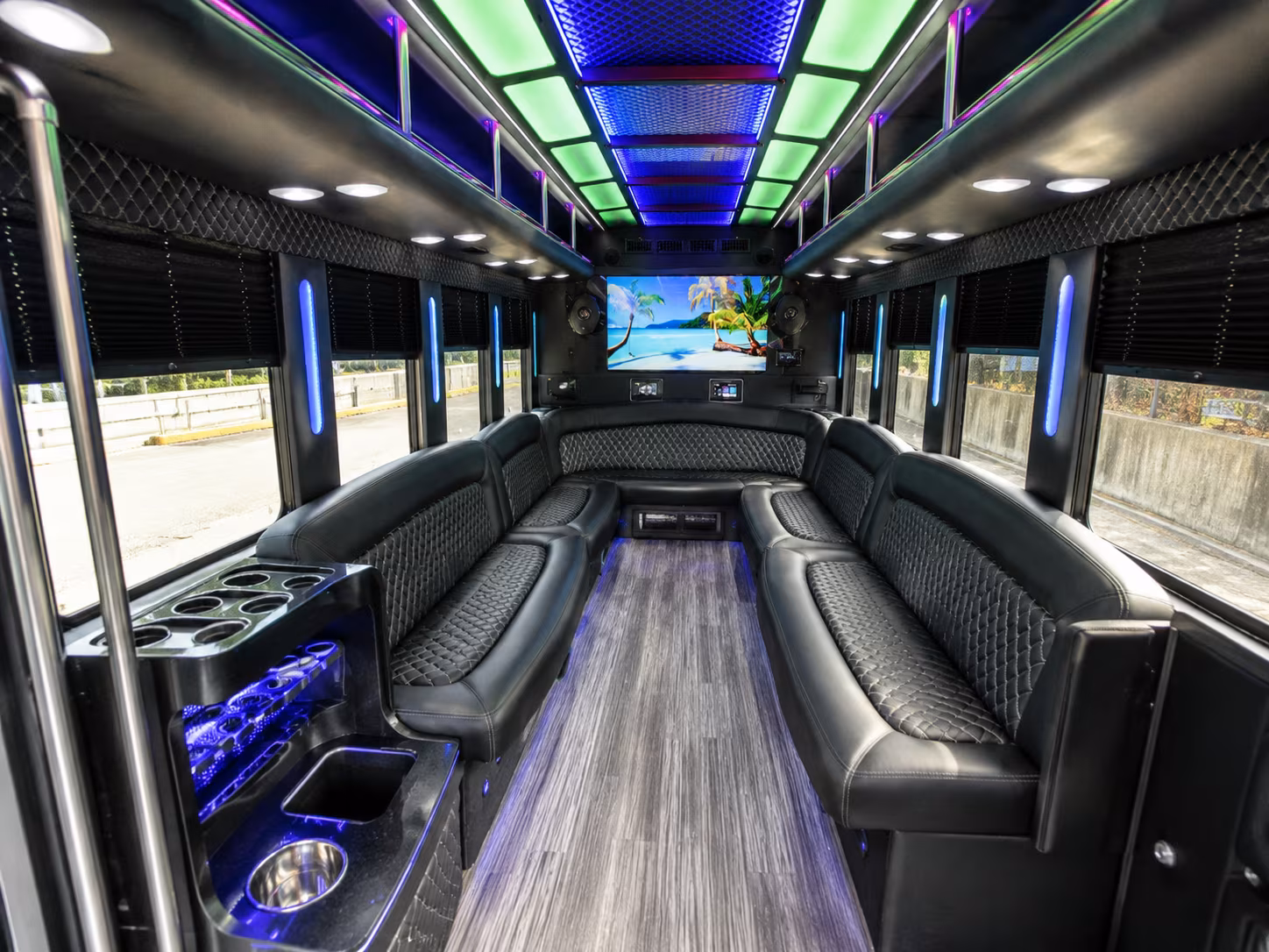 murrieta 18 passenger party bus inside